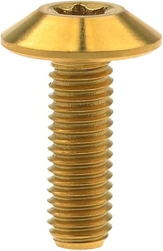 sechseckige Schrauben in Flanschkopfschrauben Titan-Sechskantschrauben mit Rundkopf for Fahrradteile, mehrfarbig, M5 (12–15) mm, 8 Stück(Glod,M5X12mm 4Pcs) von LuMOUzhou