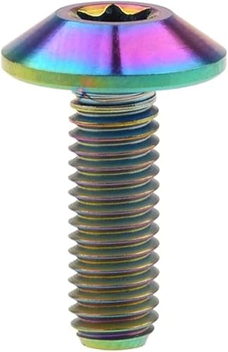 sechseckige Schrauben in Flanschkopfschrauben Titan-Sechskantschrauben mit Rundkopf for Fahrradteile, mehrfarbig, M5 (12–15) mm, 8 Stück(Rainbow,M5X15mm 4Pcs) von LuMOUzhou
