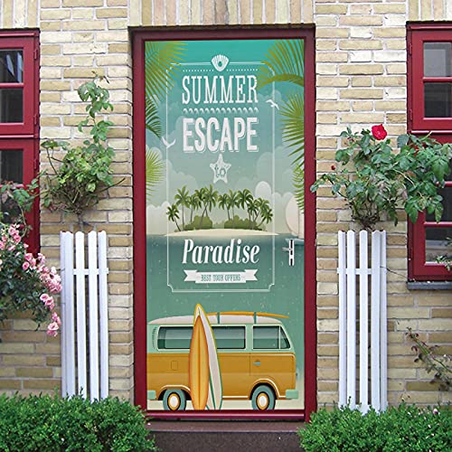 LuSeven 3d fototapete Bus Surfbrett Tricks 50x125cm(19.68 inches * 49.21 inches) Türtapete Selbstklebend - Türaufkleber 3D TürPoster Selbstklebend Wandbild - Türtapete selbstklebend TürPoster von LuSeven