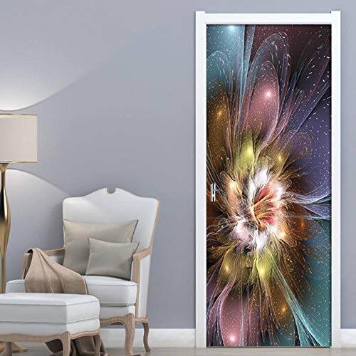 LuSeven 3d tapete selbstklebend Blume abstrakt Licht Farbe 50x125cm(19.68 inches * 49.21 inches) 3D Tür Aufkleber Wandtattoo Abnehmbare Wasserdichte Vinyl Aufkleber Für Wohnzimmer Schlafzimmer Wohnkul von LuSeven