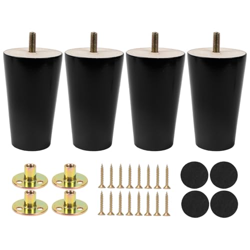 Luabue 4 Stück 10 cm Möbelfüße Holz Tischbeine Ersatz Holzbeine Konisch Möbelbeine mit Montageplatte, Schrauben und Rutschfestem Matte für Couch Schrank Bett Tisch Couchtisch Kommode, Schwarz Luabue 4 Stück 10 cm Möbelfüße Holz Tischbeine Ersatz Holzbeine Konisch Möbelbeine mit Montageplatte, Schrauben und Rutschfestem Matte für Couch Schrank Bett Tisch Couchtisch Kommode, Schwarz von Luabue