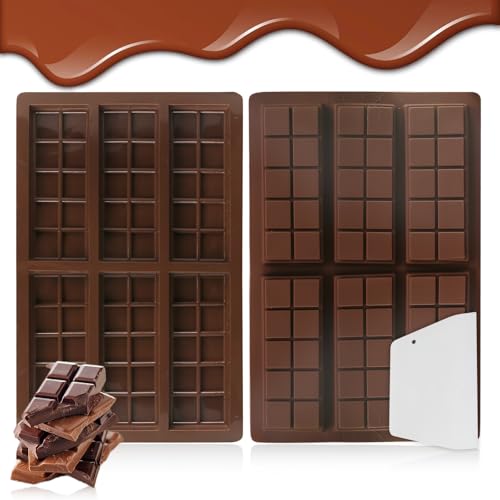 Luabue Schokoladenform Silikon Tief Silikonform Schokoladentafel Schokoladenform Dubai Schokolade für Schokolade Pistazie,Süßigkeiten,Schokoladensnacks,Milchschokolade (6x10 2PCS) von Luabue