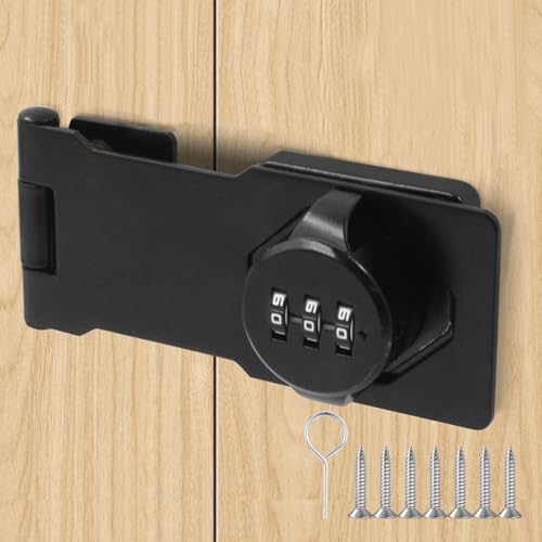 Luabue Überfalle Zahlenschloss 4,5 Zoll Sicherheitsüberfalle mit Schrank Schloss für Kleine Türen Schränke Scheunentür Badezimmer Outdoor Garage Garten (Schwarz) von Luabue