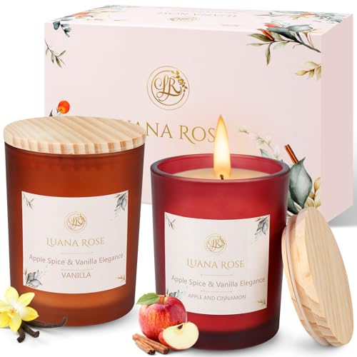 Luana Rose Duftkerzen Geschenkset - 2x200g, Langanhaltender Duft, 100% Natürliche Sojawachs mit Ätherischen Ölen - Hochwertige Geschenke für Frauen, Aromatherapie Kerze - Scented Candle Set von Luana Rose