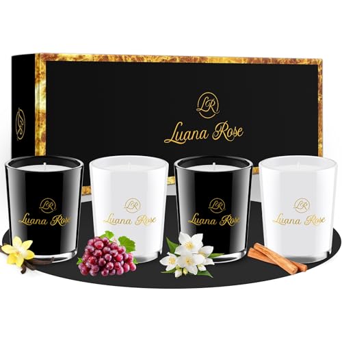Luana Rose Duftkerzen Geschenkset - 4x20g, Langanhaltender Duft, 100% Natürliche Sojawachs mit Ätherischen Ölen - Hochwertige Geschenke für Frauen, Aromatherapie Kerze - Scented Candle Set von Luana Rose