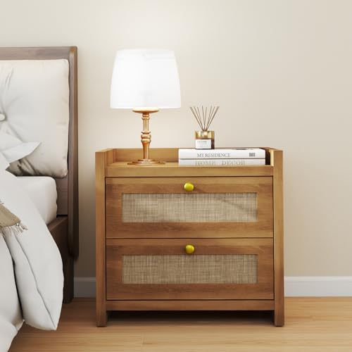 Luban Nese Nachttisch aus natürlichem Leinen, Boho-Nachttisch, Beistelltisch mit leiser Soft-Close-Schublade, Holz, Bauernhaus, große Nachttische mit Ladestation für Schlafzimmer, Eiche Luban Nese Nachttisch aus natürlichem Leinen, Boho-Nachttisch, Beistelltisch mit leiser Soft-Close-Schublade, Holz, Bauernhaus, große Nachttische mit Ladestation für Schlafzimmer, Eiche von Luban Nese