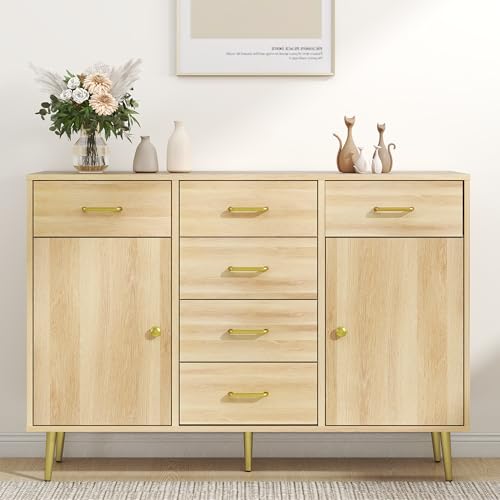 LubanNese Sideboard mit 6 Schubladen und 2 Türen, 119,4 cm breiter Bauernhaus-Buffetschrank mit Stauraum, Credenza Akzentschrank, großer Holzkonsolen-Aufbewahrungsschrank für Esszimmer, Küche LubanNese Sideboard mit 6 Schubladen und 2 Türen, 119,4 cm breiter Bauernhaus-Buffetschrank mit Stauraum, Credenza Akzentschrank, großer Holzkonsolen-Aufbewahrungsschrank für Esszimmer, Küche von Luban Nese