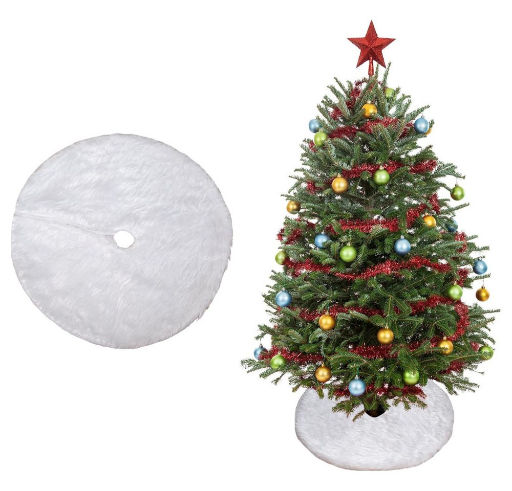 Lubgitsr Christbaumschmuck Weihnachtsbaum,Röcke Rund Plüsch Weihnachtsbaum Rock,Weiß (1-tlg) von Lubgitsr