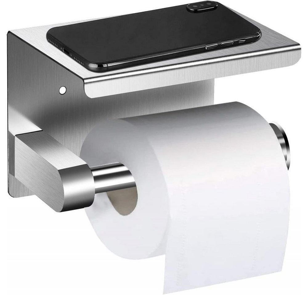 Lubgitsr Papiertuchbox Toilettenpapierhalter mit Ablage Klopapierhalter Edelstahl Ohne Bohren (1 St) von Lubgitsr