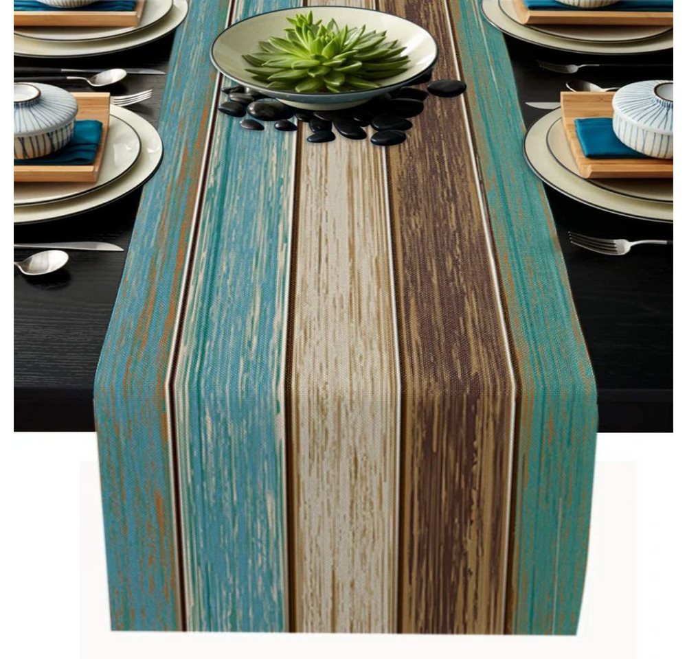 Lubgitsr Tischdecke Tischläufer Modern Wohnzimmer Frühling Platzsets Grün Blau Grau von Lubgitsr
