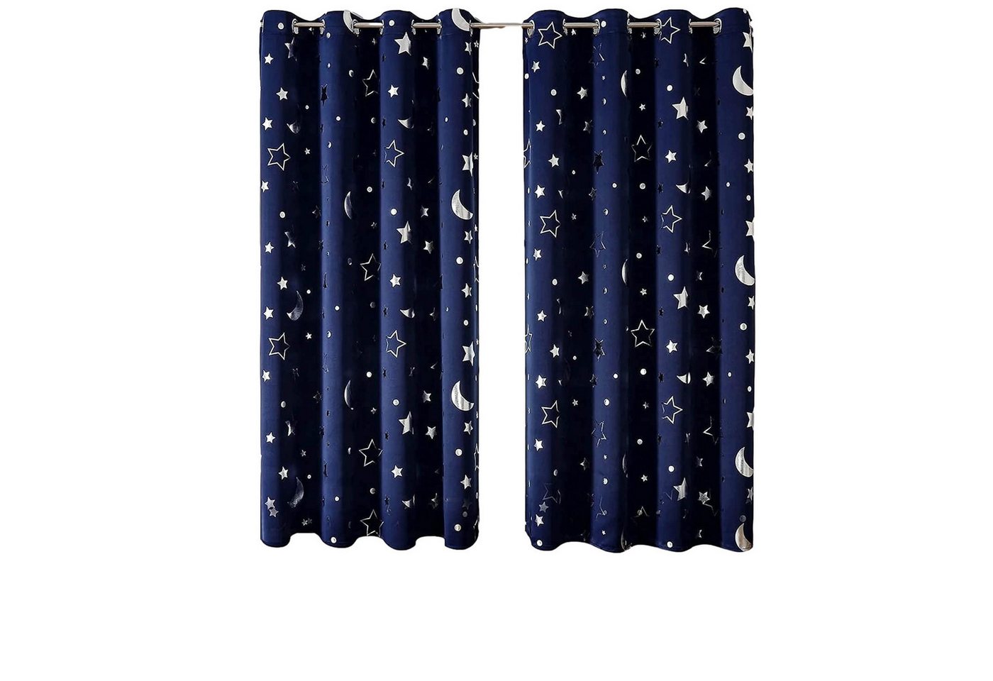 Vorhang Vorhang zum Verdunkeln, Marineblau mit Silberfarbenen Sternen - blau, Lubgitsr, (2 St) von Lubgitsr