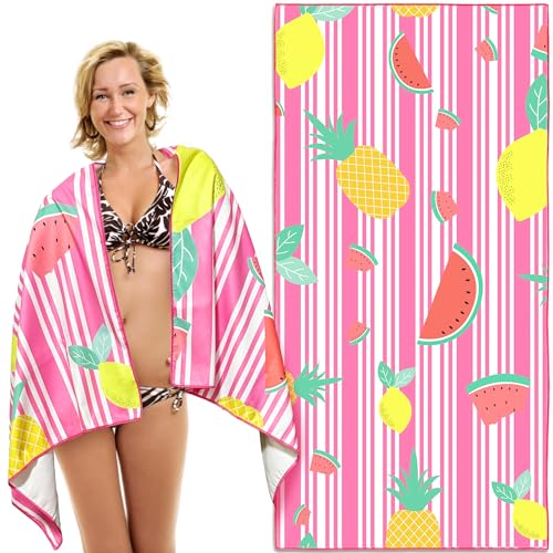 Lubibi Mikrofaser Strandtuch 160x80cm, Sandfreies, Leichtes, Schnelltrocknendes Großes Mikrofaser-Strandtuch, Sport Und Strandaccessoires, Kann Von Männern, Frauen Und Kindern Verwendet Werden（Ananas） von Lubibi