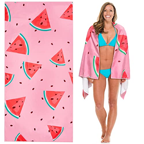 Lubibi Strandtuch,80x160 cm Extra großes Mikrofaser Strandtuch für Erwachsene,Badetuch,Leichtes Handtuch für Wasseraufnahme Bad Pool Strand Schwimmen Sauna Fitness Reisen Sport Yoga（Wassermelone） von Lubibi