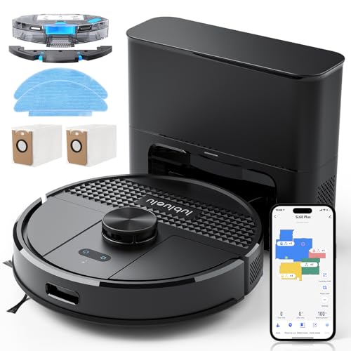 Lubluelu Saugroboter mit Absaugstation 3-in-1, 4500Pa Staubsauger Roboter mit Wischfunktion, Roboterstaubsauger mit Lasernavigation, App Steuerung, 24 No-Go Zonen für Tierhaare, Teppich (SL68 Plus) von Lubluelu