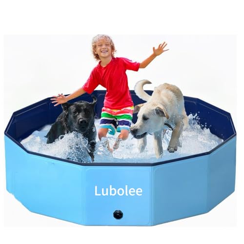 Lubolee Hundepool für Große Hunde- Faltbarer Hundebadewanne & Hundeplanschbecken mit Rutschfester Oberfläche (120x30cm) | Planschbecken aus verdicktem PVC von Lubolee