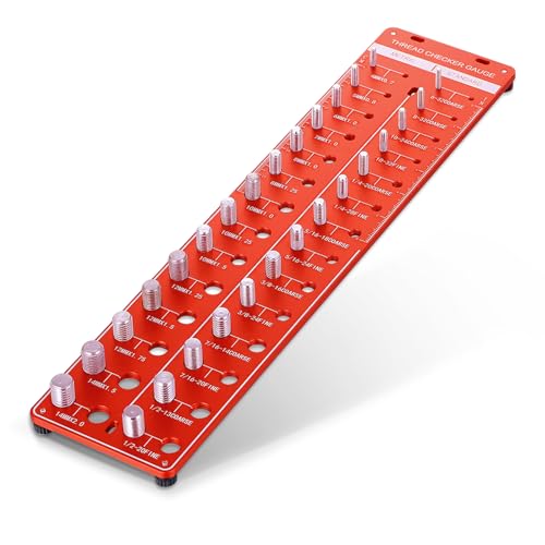 Gewindeprüfer – 28 Mutter- und Bolzengewindeprüfer, Schraubengröße und Gewindelehre 14 Standard und 14 metrisch, Bolzen- und Mutterkennungslehre für einfache Überprüfung der Größe von Lubsmuns