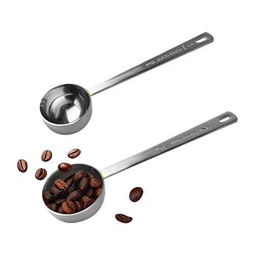 Kaffeeschaufel, Edelstahl-Kaffeelöffel-Set, 1 Esslöffel (15 ml) und 1 Esslöffel (30 ml) Messlöffel, Esslöffel Messlöffel für Kaffee, Milchpulver, Fruchtpulver, 2 Stück (lang) von Lubsmuns
