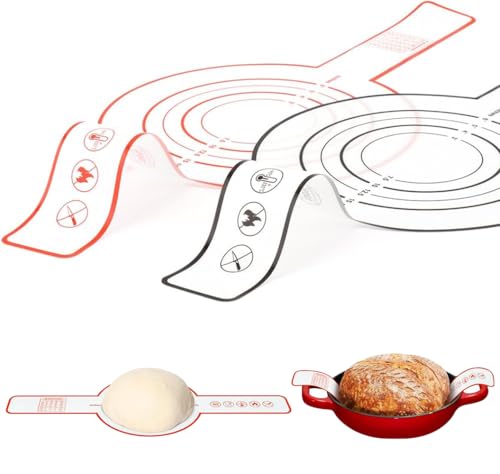 Sauerteig-Silikon-Backmatte, 2 wiederverwendbare Brotschlingen mit langem Griff, antihaftbeschichtet und leicht zu reinigen zum Umfüllen (2) von Lubsmuns