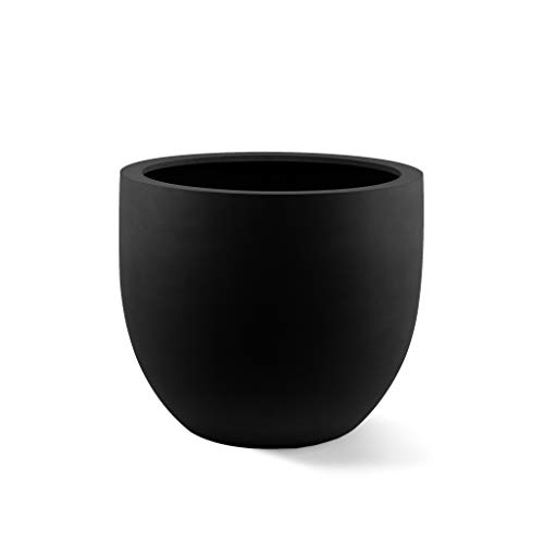 Luca Lifestyle Pflanzkübel Argento New Egg Pot Schwarz Rund Fiberglas *5 Jahre Garantie* - 36x36x31 cm - Premium Qualität - F1107B von Luca Lifestyle