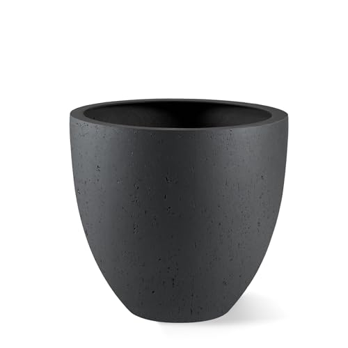 Luca Lifestyle Pflanzkübel ''Grigio Egg Pot'' Anthrazit Rund Fiberglas *5 Jahre Garantie* - 32x32x29 cm - Premium Qualität - F878 von Luca Lifestyle