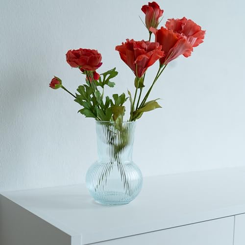 Luca Olio Geriffelte Glasvase – Elegante Dekovase für stilvolle Raumgestaltung, Glas Vase für Blumen und Dekoration, Blumenvase von Luca Olio