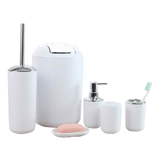 LucaSng 6-teiliges Badezimmer Set, Bad Zubehörset Umweltfreundliches Toilettenzubehörset mit Lotionspender, Zahnputzbecher, Mülleimer, Zahnbürstenhalter, Toilettenbürste und Seifenschale von LucaSng