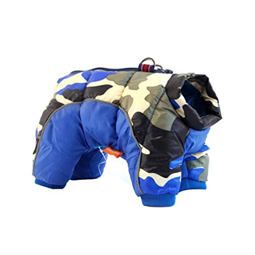 LucaSng Haustier Hund Kleidung Hundejacke Hundemantel Warme Winter Jacke Dicker Baumwolle Vierbeiniges Mantel wasserdichte Kleine Hunde Kleidung Für Französisch Bulldog Welpen (Dunkelblau, S) von LucaSng