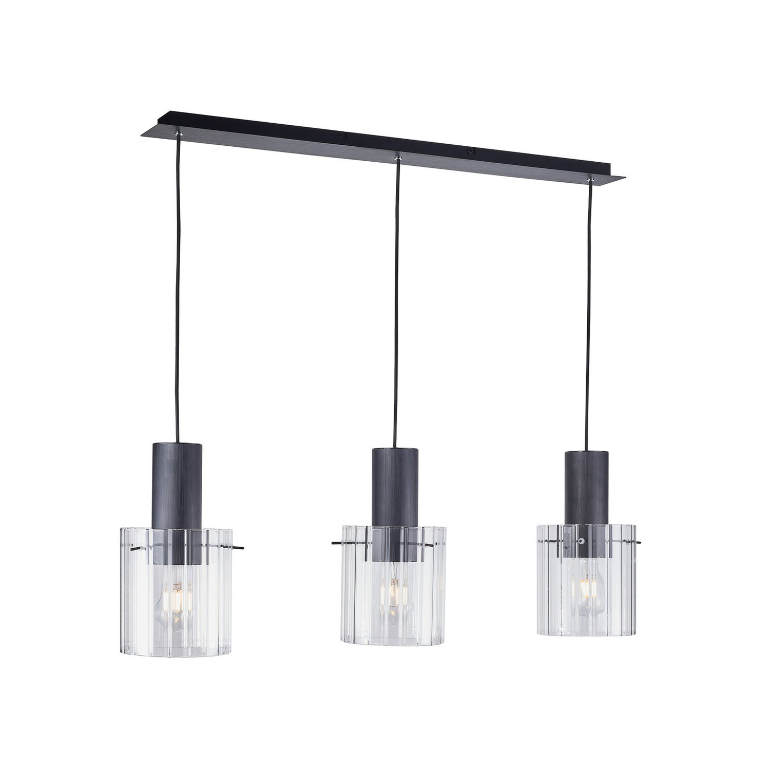 B-Ware Lucande Hängeleuchte Pendelleuchte Eirian Glas 3 Flammig Schwarz 90 Cm Lampe von Lucande