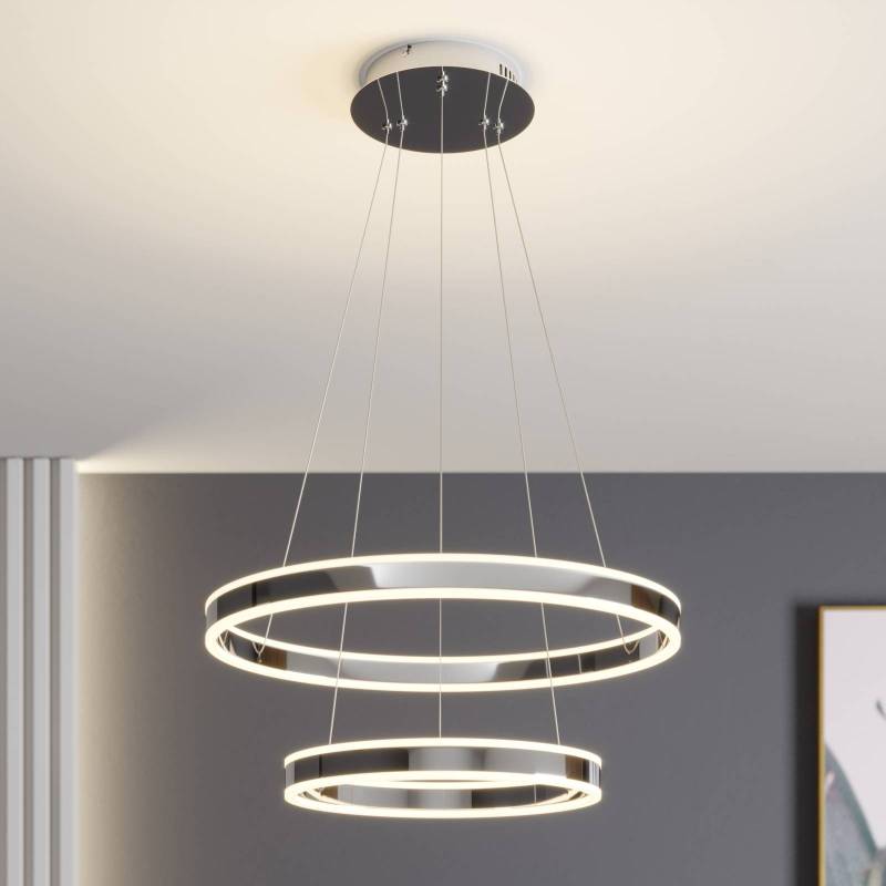 Lucande LED-Pendellampe Lyani, 60 cm, 2-flg., chrom, dimmbar von LUCANDE