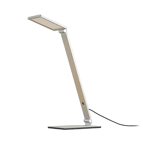 Lampenwelt Lucande LED Tischlampe 'Resi' dimmbar (Modern) in Alu aus Aluminium u.a. für Arbeitszimmer & Büro (1 flammig,) - Tischleuchte, Schreibtischlampe, Nachttischlampe, Arbeitszimmerleuchte von Lucande