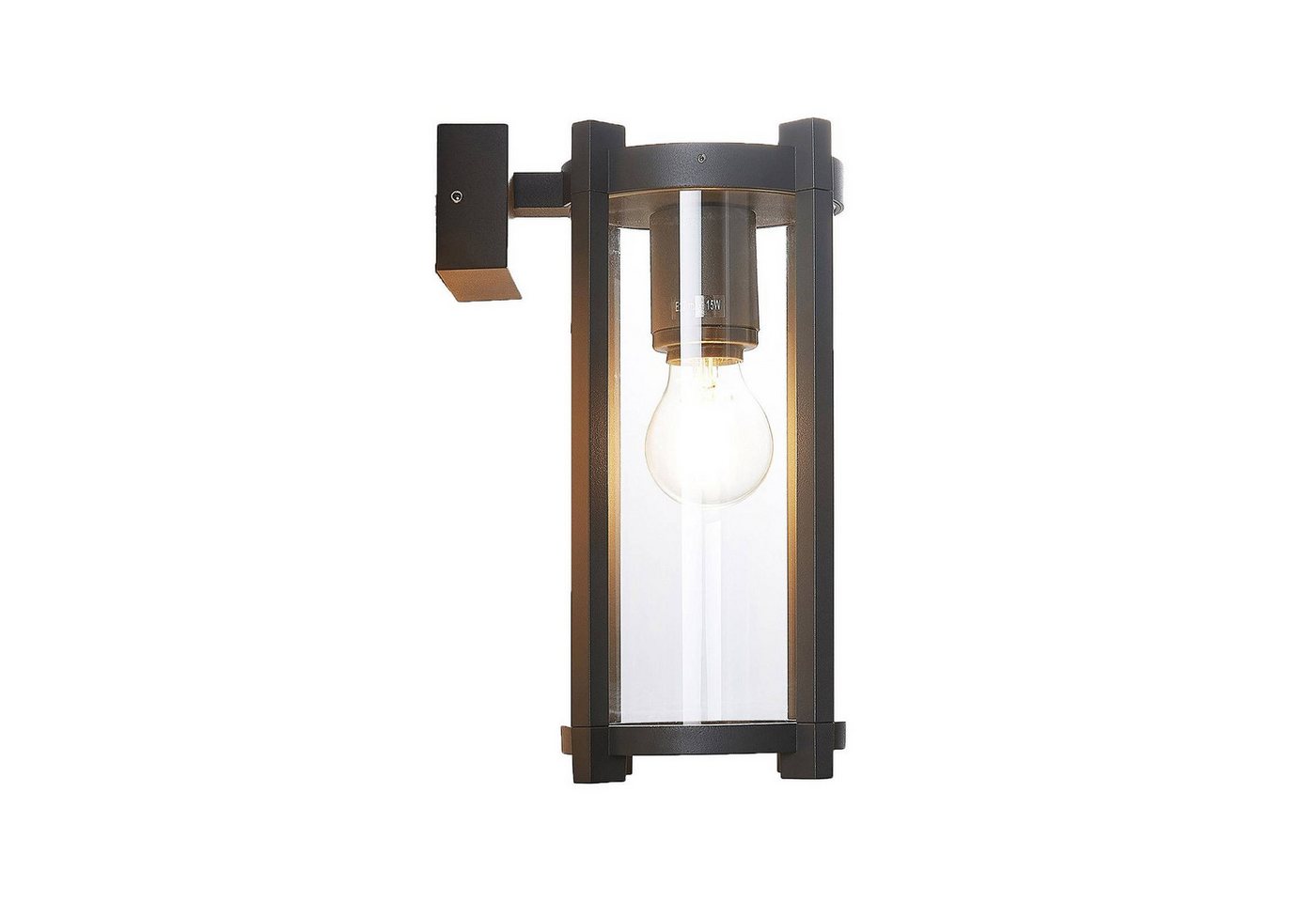 Lucande Außen-Wandleuchte Brienne, dimmbar, Leuchtmittel nicht inklusive, Modern, Aluminiumdruckguss, Glas, grafit, 1 flammig, E27 von Lucande