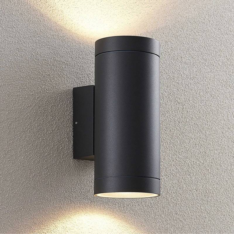 Lucande Außenwandleuchte Wandlampe Thomke 2 Flammig Anthrazit Alu Outdoor Licht  B-Ware von Lucande