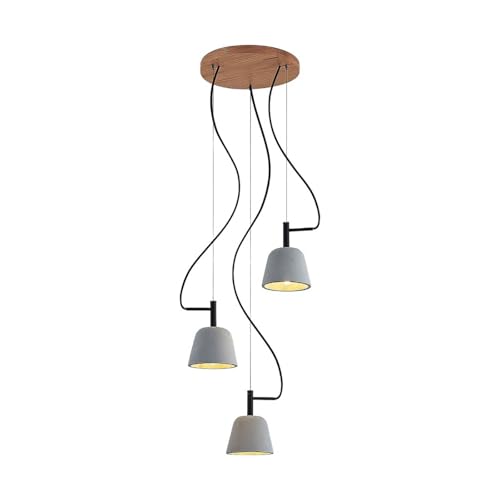 Lucande Beton Pendelleuchte 'Otavis' (Modern) aus Beton, Holz u.a. für Wohnzimmer & Esszimmer (3 flammig, E14) - Design-Hängeleuchte, Esstischlampe, Hängelampe, Hängeleuchte, Wohnzimmerlampe von Lucande