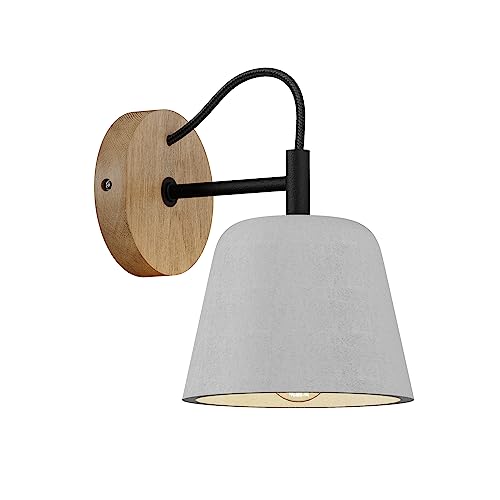 Lucande Wandlampe Skandi Holz Beton, Wandleuchte innen, Wandstrahler 1x E14 max. 40W, ohne Leuchtmittel, Strahler, Spot, Wandbeleuchtung, Wohnzimmerlampe von Lucande