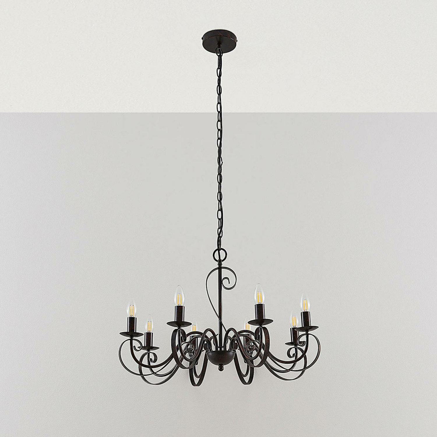 Lucande Caleb Kronleuchter Landhausstil Pendelleuchte Hängeleuchte Lampe 8 Fl432 B-Ware von Lucande