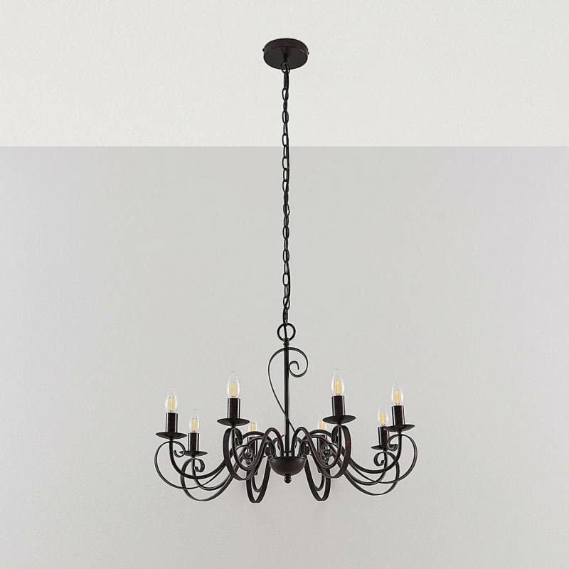 Lucande Caleb Kronleuchter Landhausstil Pendelleuchte Hängeleuchte Lampe 8 Fl432 B-Ware von Lucande