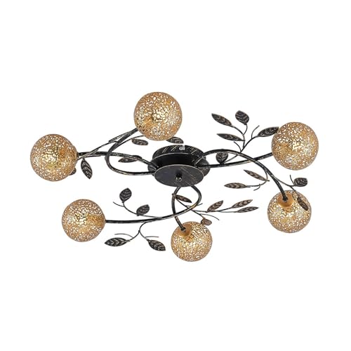 Lucande Deckenlampe Evory (Florentiner) in Schwarz aus Metall (6 flammig, G9) - Florentiner Deckenleuchte Lampe Wohnzimmerleuchte von Lucande