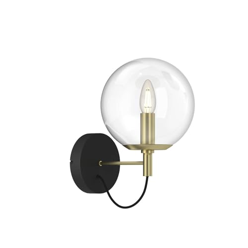 Lucande Designer Wandlampe Glas, Metall schwarz-gold, Wandleuchte innen 1x E14 max. 40W, ohne Leuchtmittel, Wandbeleuchtung Wohnzimmer, Esszimmer, Flur von Lucande