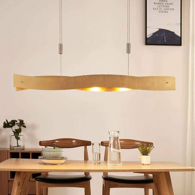 Lucande Goldene Led Pendelleuchte Ebu Pendelleuchte Lampe Leuchte Dimmbar I87 B-Ware von Lucande
