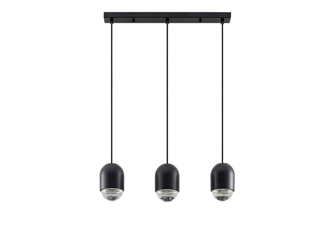 Lucande Hängeleuchte Amielle, dimmbar, Leuchtmittel nicht inklusive, Modern, Eisen, Glas, Schwarz, klar, 3 flammig, GU10, Deckenlampe von Lucande