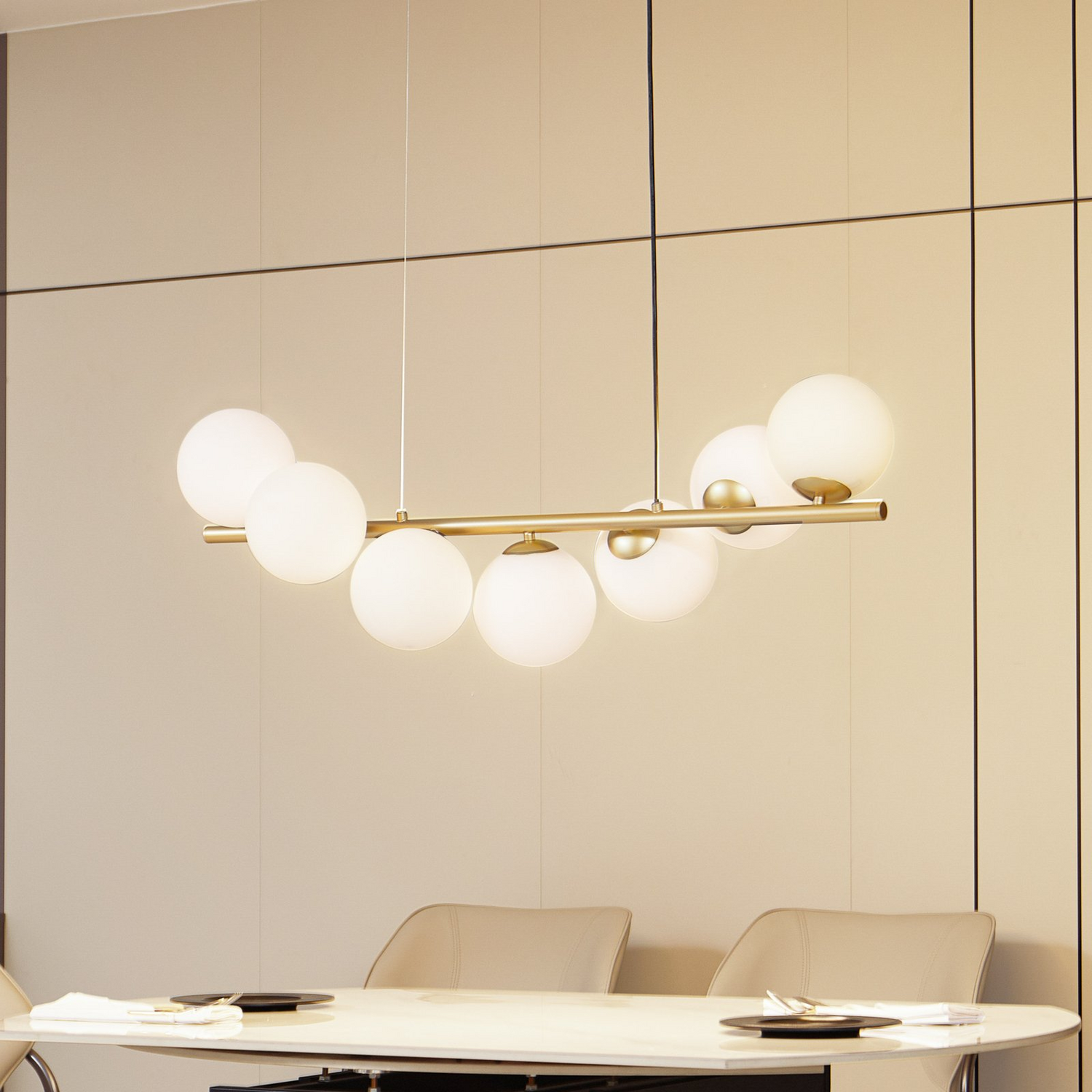 Lucande Hängeleuchte Isandro Gold Opal 7 Flammig Deckenlampe Deckenleuchte S877 B-Ware von Lucande