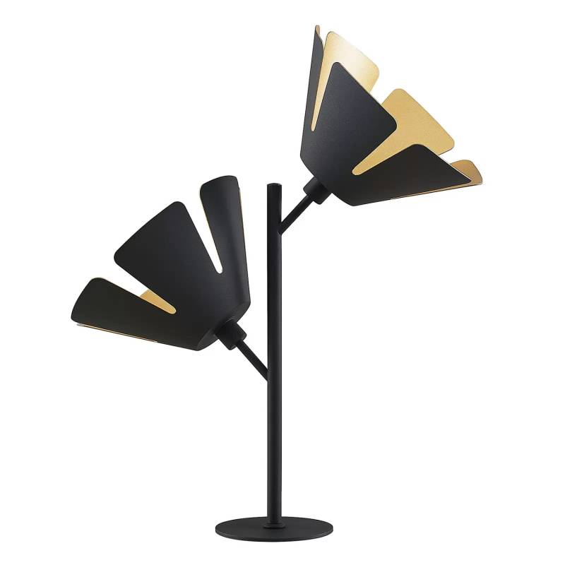 Lucande Jemmily Tischleuchte Schreibtischlampe Lampe Zweiflammig Schwarz Gold B-Ware von Lucande