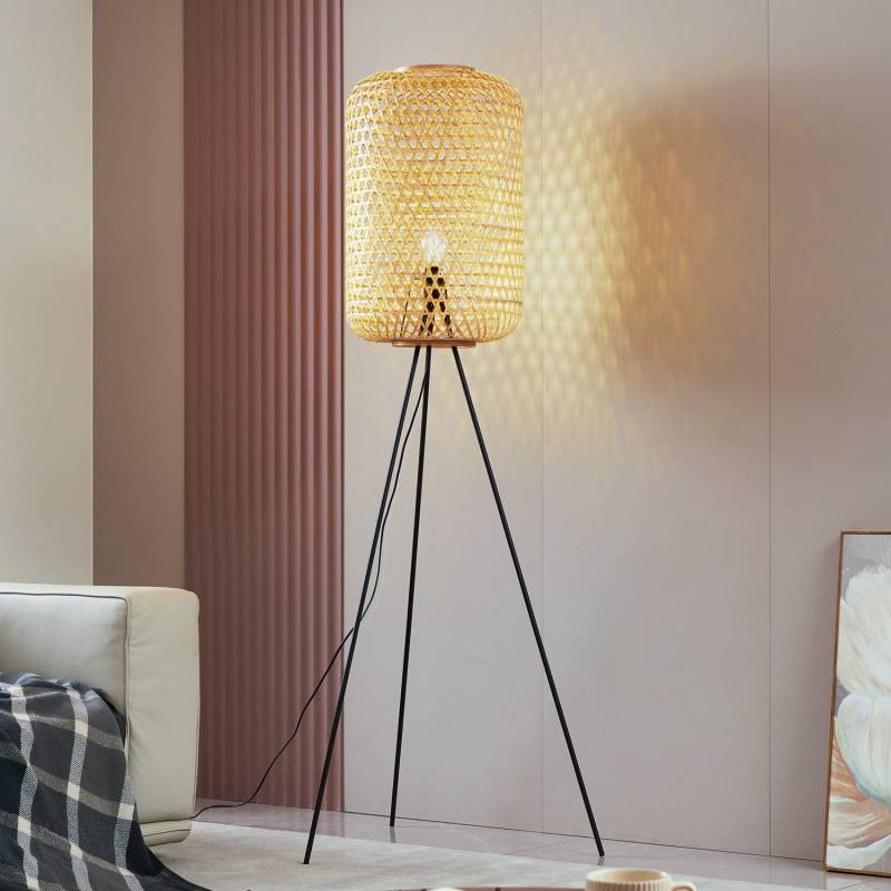 Lucande Jorick Stehleuchte Stehlampe Leuchte Lampe Bambus Dreibein Schwarz 166cm B-Ware von Lucande