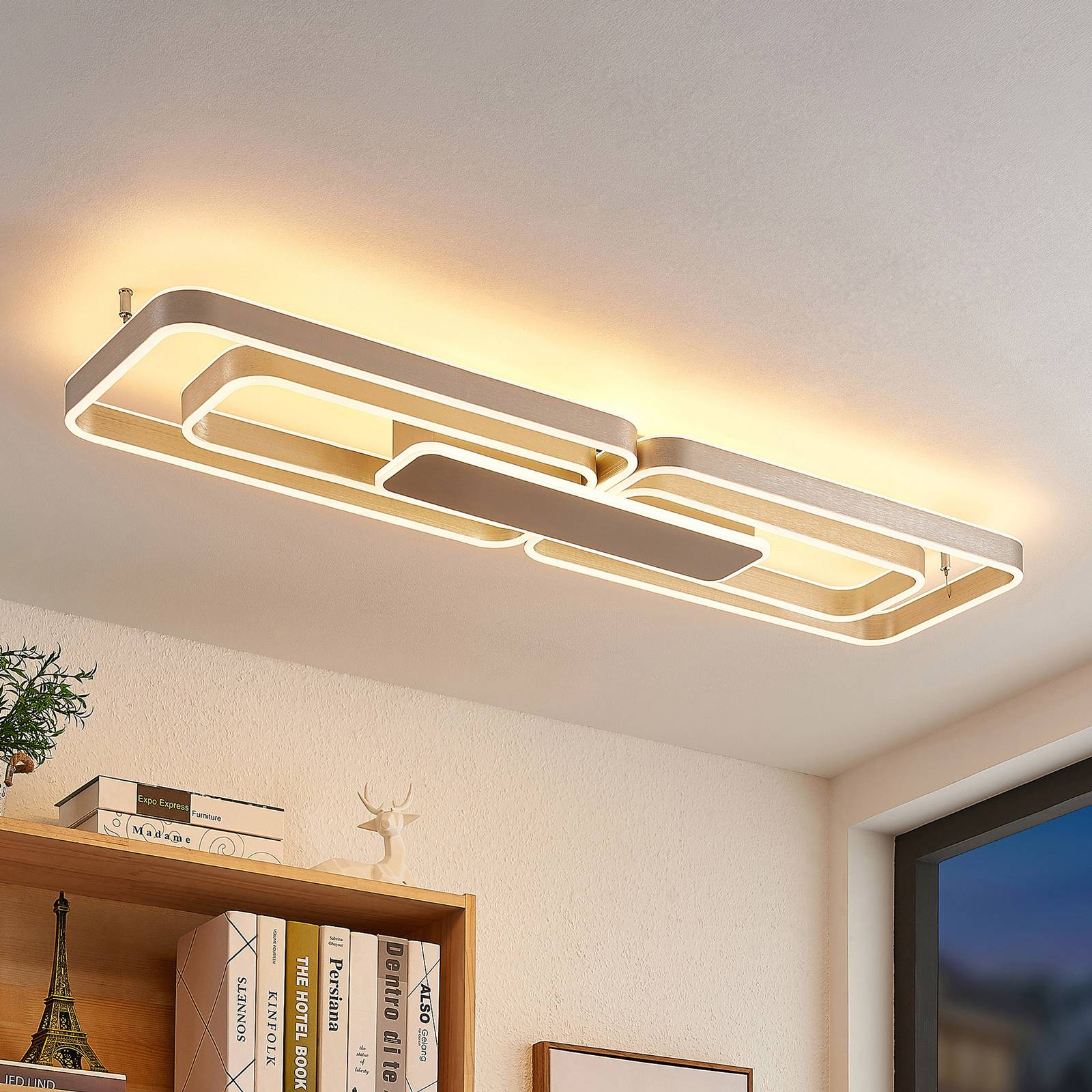 Lucande Kadira LED-Deckenlampe, 120 cm, nickel von LUCANDE