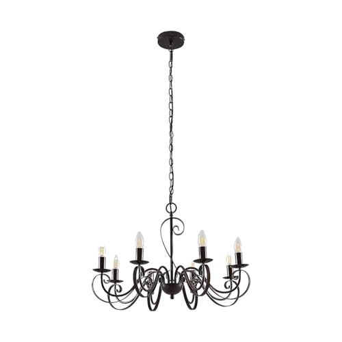 Lucande Kronleuchter Caleb (Landhaus, Vintage Rustikal) in Braun aus Metall (8 flammig E14) - Pendelleuchte Hängelampe Lüster Lampe Deckenleuchte Deckenlampe Flurleuchte von Lucande