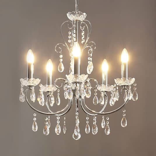 Lucande Kronleuchter Deckenlampe Deckenleuchte Solveig Mit Kristallen 5 Fl Ch103 B-Ware von Lucande