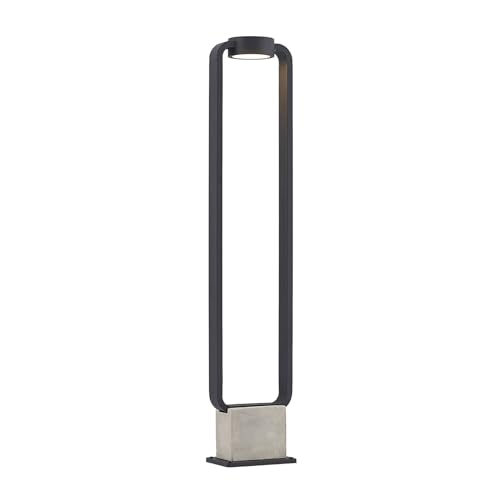 Lucande LED Beton Außenleuchte Belna (Modern) in Schwarz aus, Aluminium (1 flammig) - Wegeleuchte Pollerleuchte Wegelampe Sockelleuchte von Lucande