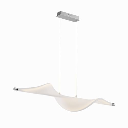 Lucande LED Pendelleuchte Edano dimmbar (Modern) in Weiß aus Textil (1 flammig,) - Hängeleuchte Esstischlampe Hängelampe Wohnzimmerleuchte von Lucande