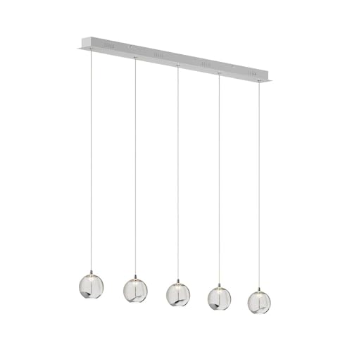 Lucande LED Esstisch Pendelleuchte Glas chrom, Hängeleuchte Esszimmer 5x 5W Hängelampe Wohnzimmer Esszimmerlampe Küchenlampe von Lucande