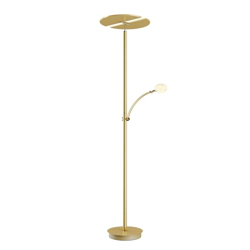 Lucande LED Stehlampe 'Anniki' dimmbar (Modern) in Gold/Messing aus Metall u.a. für Wohnzimmer & Esszimmer, Wohnzimmerlampe, Stehleuchte, Floor Lamp, Deckenfluter, Standleuchte, Wohnzimmerlampe von Lucande